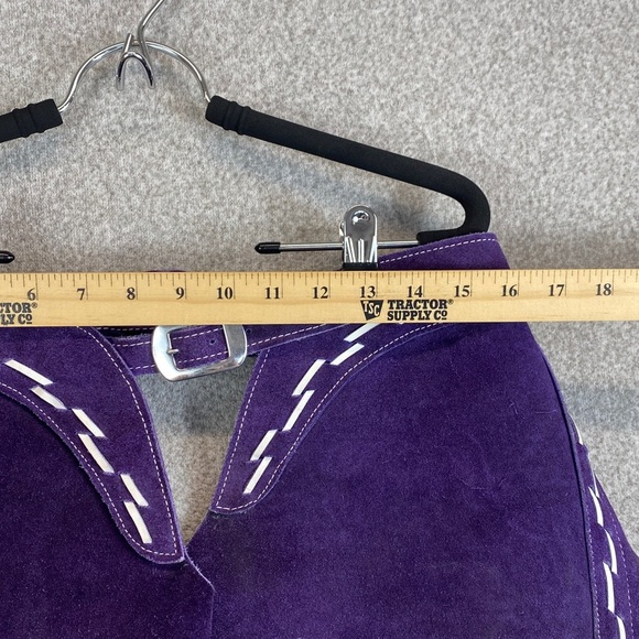 Vintage Rogue Leather Co. purple chaps suede heavy duty rodeo western cowboy - Picture 3 of 12